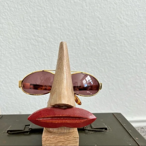 FENDI VTG Aviator Gold Rimmed Oval Logo Singlasses - Picture 3 of 14